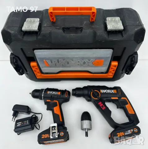 Worx WX390 Акумулаторен перфоратор и Worx WX100 Акумулаторен винтоверт 2022г.