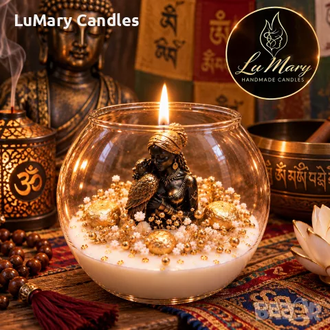 Декоративна свещ | Ръчно изработена | Тибетска фигура | Подарък | LuMary Candles, снимка 2 - Арт сувенири - 56200824