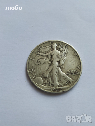 Монета Сребърен HALF DOLLAR 1942 D , снимка 3 - Нумизматика и бонистика - 36400776