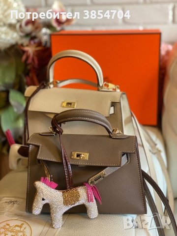 чанта Ермес Mini Kelly 19*Кели*HERMES KELLY 19 CRAIE Epsom Gold Hardware, снимка 12 - Чанти - 42364407