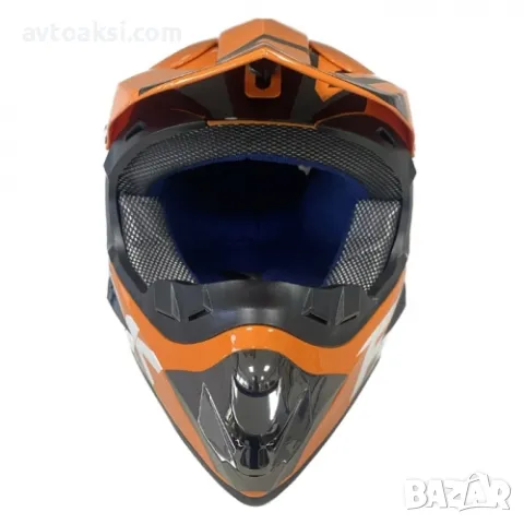 Каска мотор крос Детска ORANGE/ GREEN два цвята, снимка 4 - Аксесоари и консумативи - 49993464