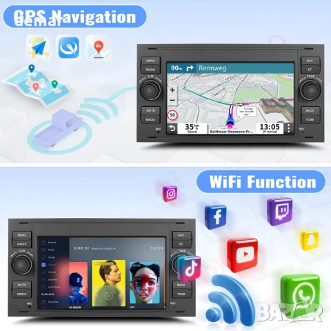 SIXWIN 7-инчово Android радио за Ford Transit Fiesta Focus Fusion Kuga C-Max S-Max Connect Galaxy, снимка 4 - Аксесоари и консумативи - 50458033