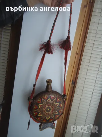 Бъклица, дървена,ръчно рисувана, шарки с пирограф, снимка 4 - Колекции - 49695912