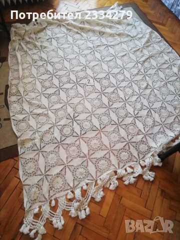 Кокривки за маси,  плетени ръчно и кадифена, 135х135см., снимка 7 - Антикварни и старинни предмети - 47770530