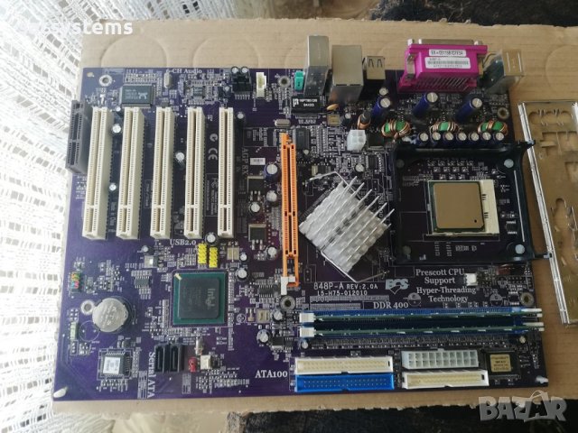 Дънна платка ECS 848P-A REV:2.0A Socket 478 CPU+FAN+RAM, снимка 4 - Дънни платки - 42471556