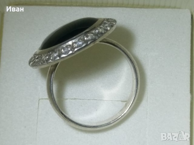 Сребърен пръстен  с Оникс, снимка 3 - Пръстени - 40386369