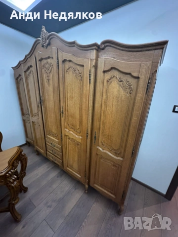 Kомплект масивни дъбови мебели за спалня стил Louis XV, снимка 5 - Спални и легла - 53137244