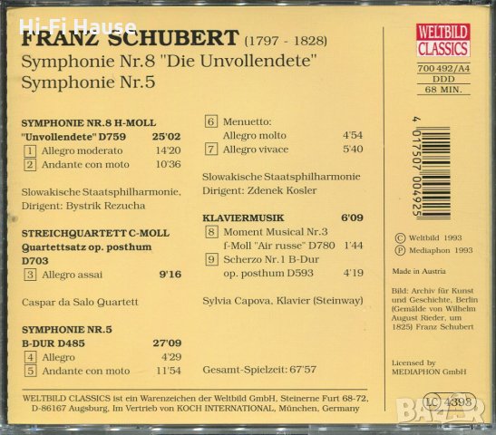 Schubert -Die Unvollendete, снимка 2 - CD дискове - 34597669