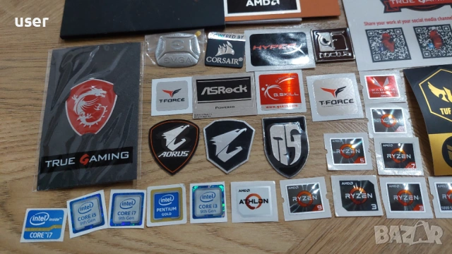 Лот стикери на Intel AMD Ryzen MSI Noctua Aorus G.Skill T-Force Asrock HyperX Evga, снимка 3 - Други - 53637439