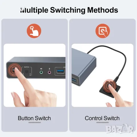 Alxum Displayport HDMI KVM превключвател за 2 монитора и 2 компютъра, 4k 60hz USB 3.0, снимка 5 - Друга електроника - 50273099