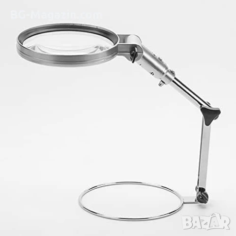 Евтина стъклена голяма увеличителна настолна лупа лед осветление за четене гоблени шиене LED лампа, снимка 6 - Други инструменти - 50921135