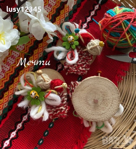 Първомартенски дървени шайбички-магнити!, снимка 3 - Декорация за дома - 53213400