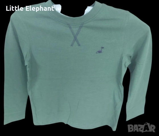 Блузка с дълъг ръкав за 4-5 год момченце,тъмно зелена дино,plein,Англия/нова