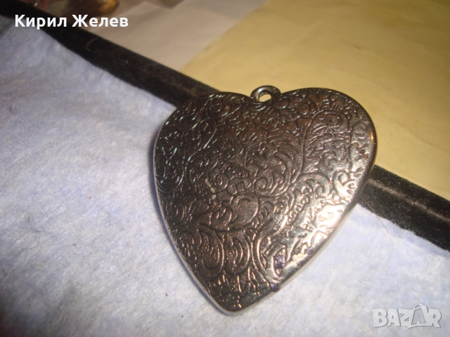 СРЕБРИСТО ФЛОРАЛНО ОРНАМЕНТИРАНО СЪРЧИЦЕ АРТ НУВО СТИЛ МЕДАЛЬОН 14149, снимка 3 - Колиета, медальони, синджири - 36064033