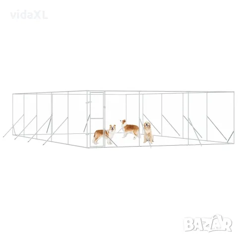 vidaXL Външна клетка за куче сребриста 6x10x2 м поцинкована стомана, снимка 4 - За кучета - 56146867