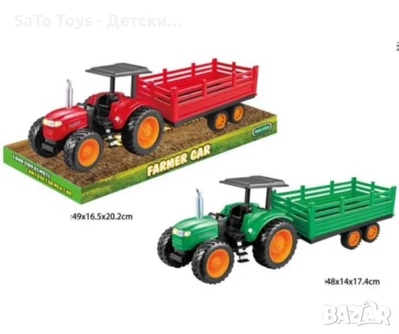 Голям детски трактор с ремарке