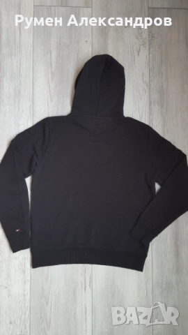 Памучен суичър Tommy Hilfiger в черно с качулка размер М, снимка 12 - Суичъри - 52448036