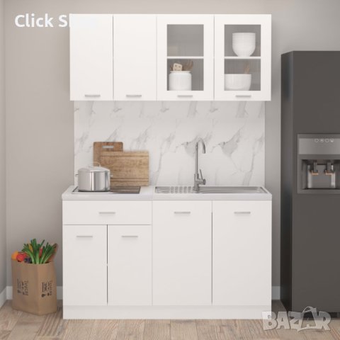 Комплект кухненски шкафове от 4 части, бял, ПДЧ, снимка 1 - Кухни - 41898701