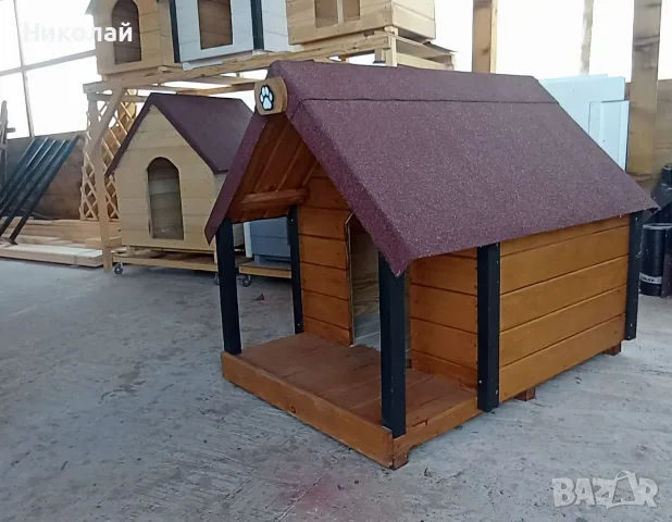 Дървена къща за куче с веранда , кучешка колиба дървени къщи за кучета, снимка 2 - За кучета - 56090391