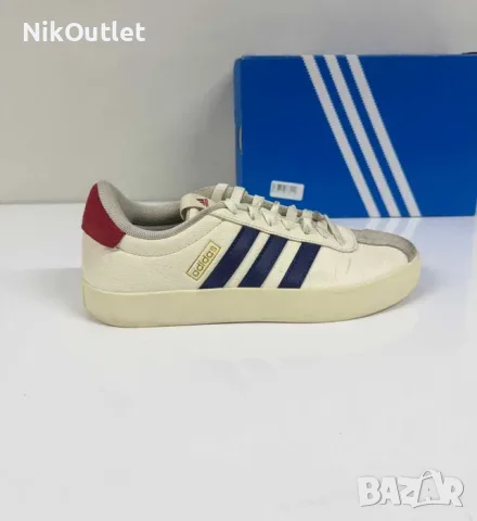 ADIDAS VL Court 3.0 Leather Cream Blue Red (Запазени) - Размер 38 (24 см стелка)
