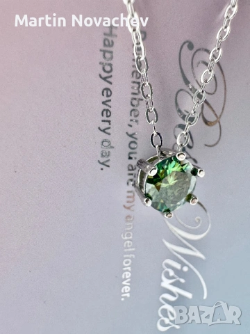 Сребърно колие с мойсанит (Диамант) 1 карат, снимка 7 - Колиета, медальони, синджири - 53509246