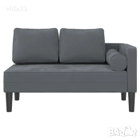 vidaXL Кушетка с възглавници, тъмносива, кадифе, снимка 3 - Градински мебели, декорация  - 56147445