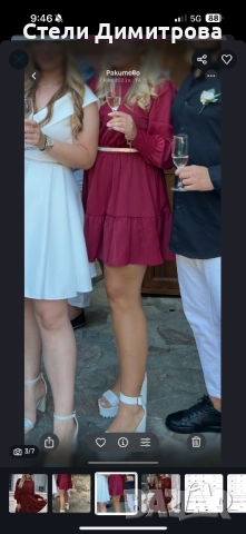 Рокля /Л/ Бордо, снимка 2 - Рокли - 52300867