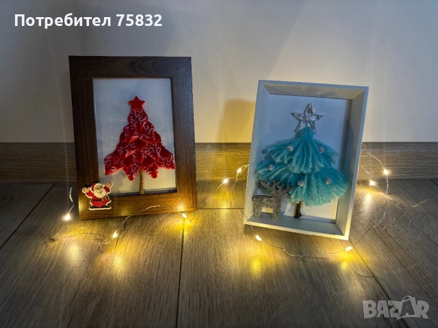 🎄Коледни елхички в рамка🎄, снимка 6 - Декорация за дома - 52618528
