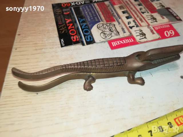 МЕСИНГОВ КРОКОДИЛ 2506250833, снимка 2 - Антикварни и старинни предмети - 50789371