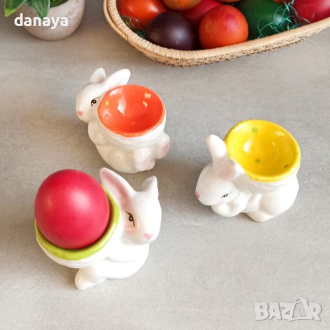 3664 Керамична поставка за великденско яйце Зайче, снимка 5 - Декорация за дома - 40363822