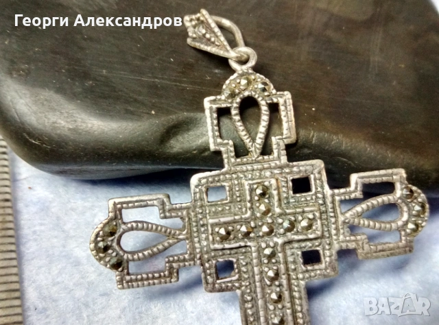 Старинен Аристократичен СКЪПОЦЕНЕН СРЕБЪРЕН КРЪСТ с 24 Марказити Ювелирен УНИКАТ Висока Проба СРЕБРО, снимка 9 - Антикварни и старинни предмети - 53146901