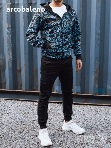 Мъжки суичър с щампа с качулка и цип , снимка 2 - Суичъри - 47826477