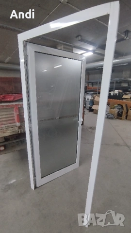 Алуминиевa вратa с касa, бяла - стъкло дясна 101/219см, снимка 7 - Дограми - 53427652
