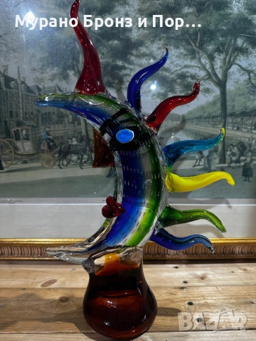 Мурано арт скулптура "Слънце и Луна" – 41 см, 2.9 кг, снимка 3 - Декорация за дома - 53648930