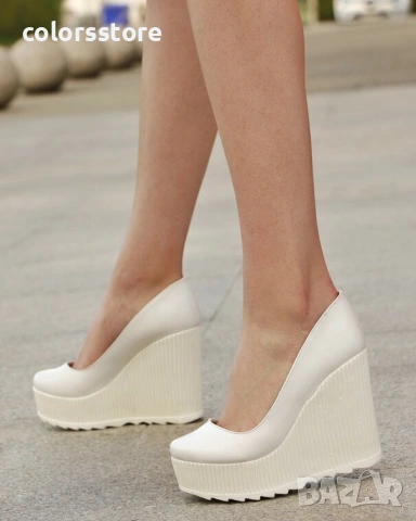 Обувки на платформа - бяла кожа - SLK90 , снимка 1 - Дамски ежедневни обувки - 46617987