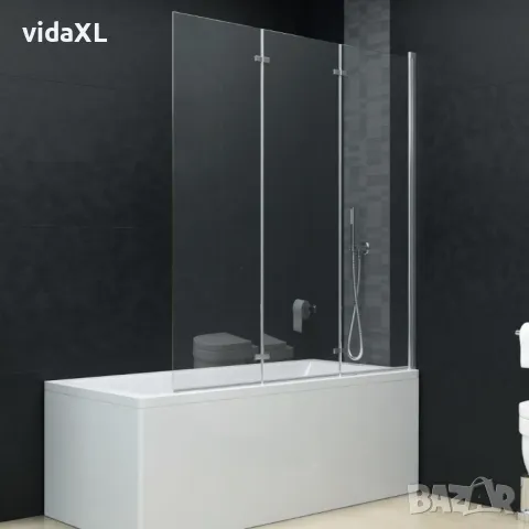 vidaXL Сгъваем душ параван, 3 панела, ESG стъкло, 130x138 см(SKU:144679), снимка 2 - Други - 48117155