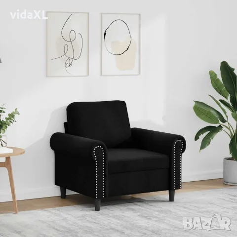 vidaXL Кресло, черно, 60 см, кадифе, снимка 2 - Дивани и мека мебел - 56147283