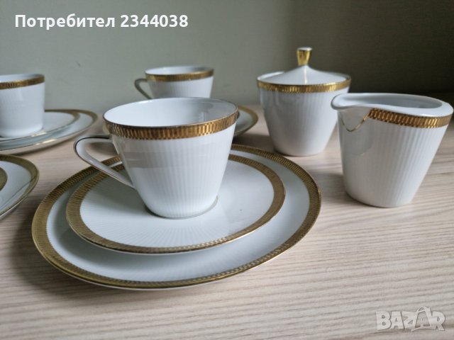 Сервиз за кафе Seltmann Weiden от 60-те години на миналия век със златиста декорация, снимка 2 - Други - 42324631