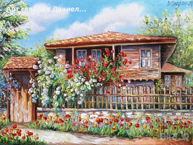 Пролетна картина | Романтичен селски пейзаж, снимка 1 - Картини - 44293419