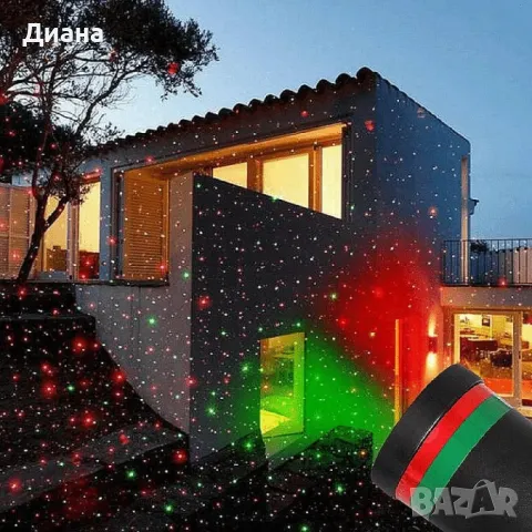 Водоустойчив цветен лазер с регулируем ъгъл на прожекция - екологичен и енергоспестяващ за външна и , снимка 2 - Лед осветление - 48346999