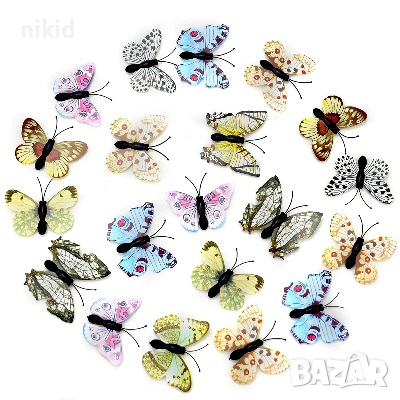 12 микс малки цветни едноцветни пеперуди pvc за украса декорация, снимка 9 - Други - 33551041