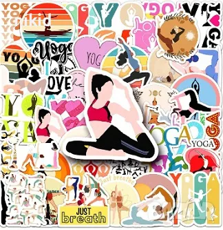 50 бр Йога гимнастика самозалепващи лепенки стикери за украса декор картонена торта ръчна изработка, снимка 4 - Други - 47390278