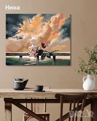 Комплект за рисуване по номера Rose, ZUTY, памучно платно върху дървена рамка, 3 четки и бои, снимка 4 - Рисуване и оцветяване - 51181984