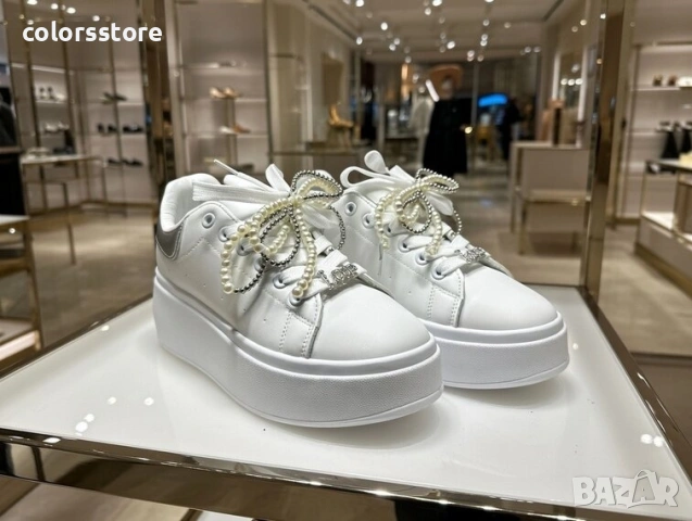 Равни кецове - бяла кожа - 5B6 , снимка 2 - Кецове - 53422382