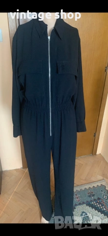 Черен гащеризон Zara с ефектен цип, размермS/M, снимка 6 - Гащеризони - 53687440