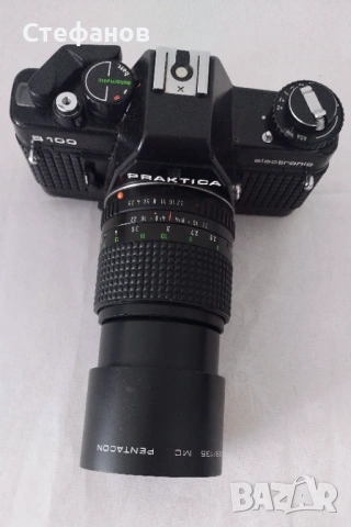Praktica B 100 електронен + Prakticar 2.4/50mm + 2.8/135mm | Аналогова камера 