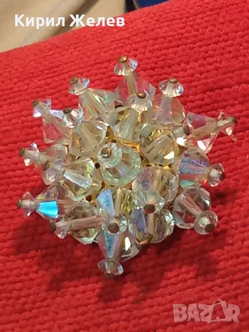 РАЗКОШНА ПОЗЛАТЕНА МЕДНА БРОШКА с ЮВЕЛИРНО ФАСЕТИРАН БОХЕМСКИ КРИСТАЛ 44737, снимка 11 - Други - 46282244