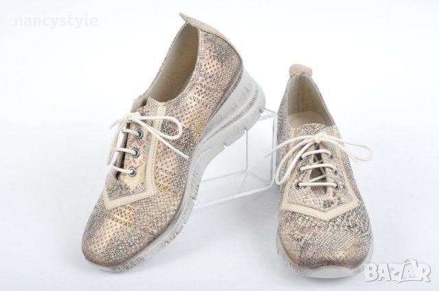 Бежови дамски обувки на платформа от естествена кожа, снимка 2 - Дамски ежедневни обувки - 40559781