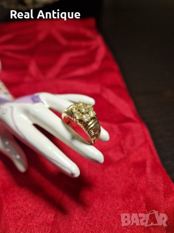 Уникален антикварен сребърен позлатен пръстен с цитрин- 6.56 грама- 925 проба , снимка 3 - Пръстени - 40788836