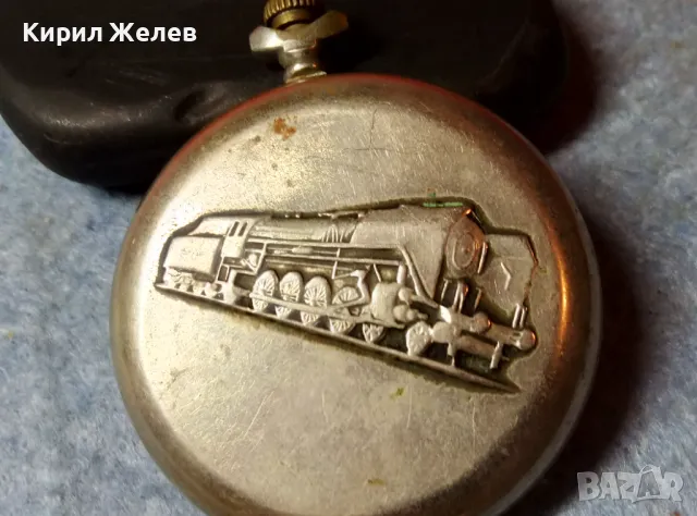 МОЛНИЯ СДЕЛАНО в СССР Стар РУСКИ ЖЕЛЕЗНИЧАРСКИ ДЖОБЕН ЧАСОВНИК МЪЛНИЯ с ВЛАК 48356, снимка 2 - Джобни - 48033815